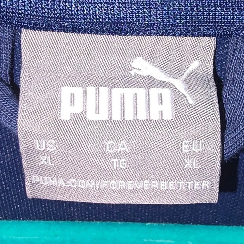 Puma‎ Mens Full Zip Track Jacket Navy Blue White Piping XL Sportswear Activewear
